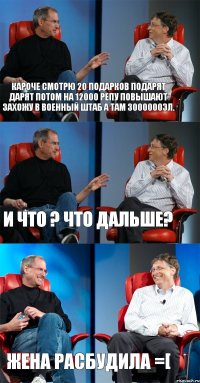 Кароче смотрю 20 подарков подарят дарят Потом на 12000 репу повышают Захожу в военный штаб а там 3000000эл. И что ? Что дальше? Жена расбудила =[