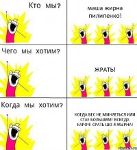 маша жирна пилипенко! жрать! когда вес не миняеться или стае большим! всигда кароч! срать шо я жырна!