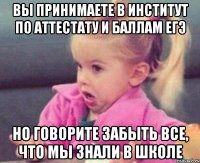 вы принимаете в институт по аттестату и баллам егэ но говорите забыть все, что мы знали в школе