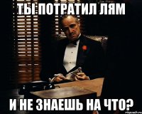 ты потратил лям и не знаешь на что?