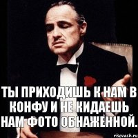 Ты приходишь к нам в конфу и не кидаешь нам фото обнаженной.