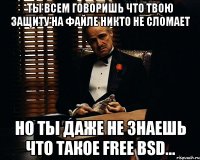 ты всем говоришь что твою защиту на файле никто не сломает но ты даже не знаешь что такое free bsd...