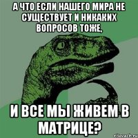 а что если нашего мира не существует и никаких вопросов тоже, и все мы живем в матрице?