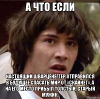 а что если настоящий шварценеггер отправился в будущее спасать мир от «скайнет», а на его место прибыл толстый, старый мужик.