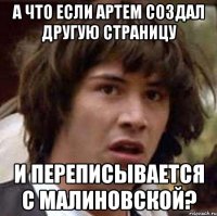 а что если артем создал другую страницу и переписывается с малиновской?