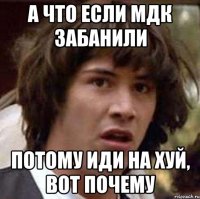 а что если мдк забанили потому иди на хуй, вот почему