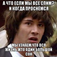 а что если мы все спим? и когда проснёмся мы узнаем,что вся жизнь,жто один большой сон