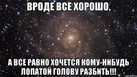 вроде все хорошо, а все равно хочется кому-нибудь лопатой голову разбить!!!