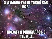 я думала ты не такой как все... походу я ошибалась в тебе((((