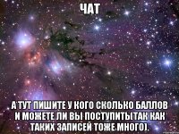 чат а тут пишите у кого сколько баллов и можете ли вы поступить(так как таких записей тоже много).