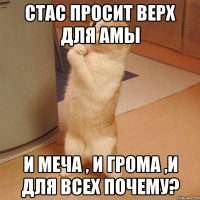 стас просит верх для амы и меча , и грома ,и для всех почему?