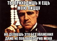 ты приходишь и ещь мою пиццу но делаешь это без уважения даже не поблагодарив меня