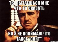 ты пытаешься мне что-то сказать но я не понимаю что такое "свкт"