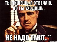 ты пишешь, я отвечаю, но ты уходишь, не надо так((..**