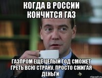 когда в россии кончится газ газпром ещё целый год сможет греть всю страну, просто сжигая деньги.