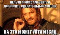 нельзя просто так взять и попросить сделать выбор у весов на это может уйти месяц