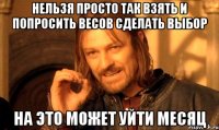 нельзя просто так взять и попросить весов сделать выбор на это может уйти месяц