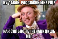 ну давай, расскажи мне ещё как сильно ты ненавидишь mlp