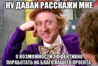 ну давай расскажи мне о возможности эффективно поработать на благо вашего проекта.