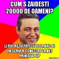 cum s zaibesti 20000 de oameni? li pui rezultatele de la bac pi un server conectat la net prin dial up