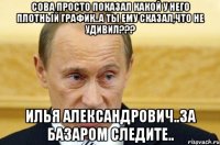 сова просто показал какой у него плотный график..а ты ему сказал,что не удивил??? илья александрович..за базаром следите..