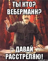 ты кто? веберманн? давай расстреляю!