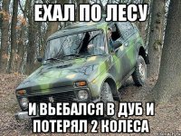 ехал по лесу и вьебался в дуб и потерял 2 колеса