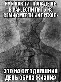 ну и как тут попадешь в рай, если пять из семи смертных грехов- это на сегодняшний день образ жизни?