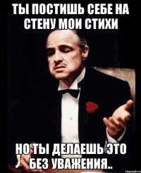 ты постишь себе на стену мои стихи но ты делаешь это без уважения..