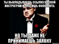 ты выкладываешь ссылку на свой инстраграм и просишь фоловнуть но ты даже не принимаешь заявку