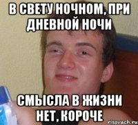 в свету ночном, при дневной ночи смысла в жизни нет, короче