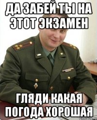 да забей ты на этот экзамен гляди какая погода хорошая