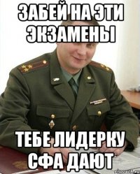 забей на эти экзамены тебе лидерку сфа дают