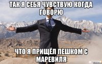 так я себя чувствую когда говорю что я прищёл пешком с маревиля