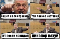 Зашел на ее страницу там лайков наставил тут песен накидал пикапер нахуй