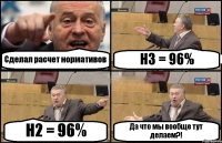 Сделал расчет нормативов Н3 = 96% Н2 = 96% Да что мы вообще тут делаем?!