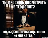 ты просишь посмотреть в теодолит? но ты даже не обращаешься ко мне на "вы"