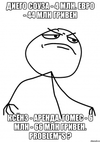 диего соуза - 4 млн. евро - 44 млн гривен ксёнз - аренда. гомес - 6 млн - 66 млн гривен. problem"s ?