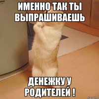 именно так ты выпрашиваешь денежку у родителей !