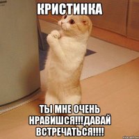 кристинка ты мне очень нравишся!!!давай встречаться!!!