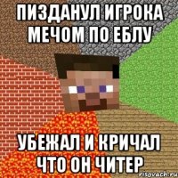 пизданул игрока мечом по еблу убежал и кричал что он читер