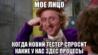 мое лицо когда новий тестер спросит какие у нас здес процесы