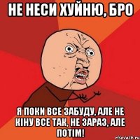 не неси хуйню, бро я поки все забуду, але не кіну все так, не зараз, але потім!