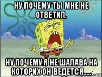 ну почему ты мне не ответил. ну почему я не шалава на которих он ведется.....