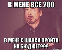 в мене все 200 в мене є шанси пройти на бюджет???