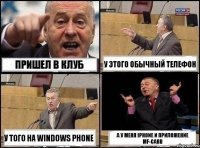 Пришел в клуб У этого обычный телефон у того на Windows Phone а у меня Iphone и приложение mf-Card