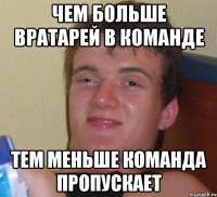 чем больше вратарей в команде тем меньше команда пропускает