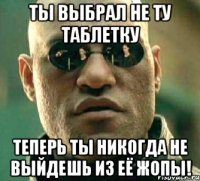 ты выбрал не ту таблетку теперь ты никогда не выйдешь из её жопы!