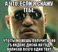 а что, если я скажу тебе, что ты можешь получить 100 гб яндекс.диска на год, написав всего один твит