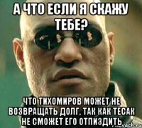 а что если я скажу тебе? что тихомиров может не возвращать долг, так как тесак не сможет его отпиздить